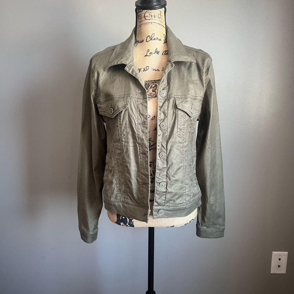 Level 99 army green utility jacket size medium casual linen‎ blend